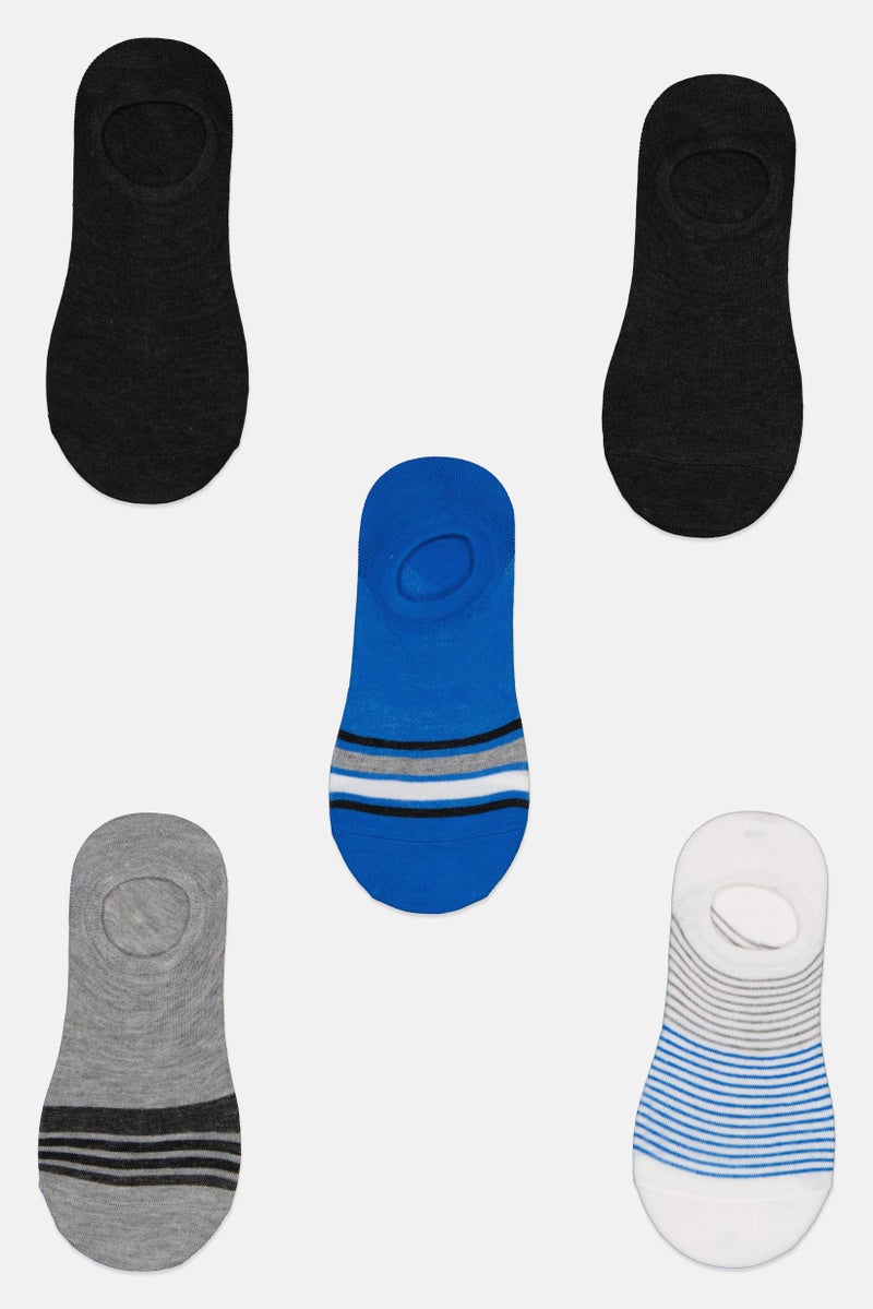 STEVE MADDEN Men 5 Pairs Stripe Sneaker Socks, Black  - Image 1