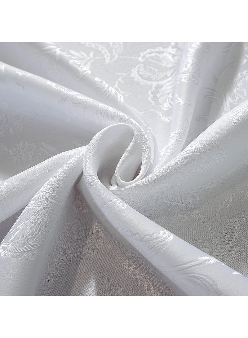 SYOSI White Flower Print Tablecloth Polyester Rectangle Table Cloths Spillproof Wrinkle Resistant Tablecloths for Kitchen Dinning Outdoor Tabletop for Rectangle/Oblong, 59 x 83inches (6-8 Seats) - Image 2