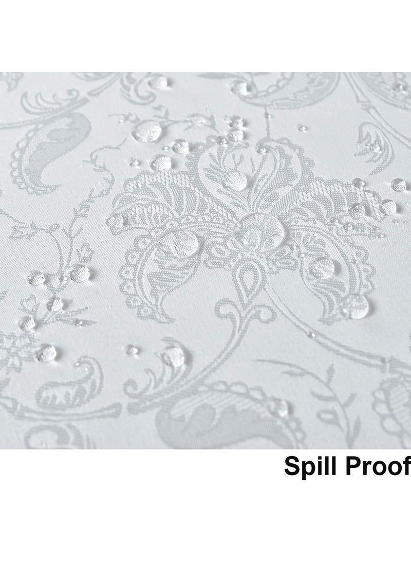 SYOSI White Flower Print Tablecloth Polyester Rectangle Table Cloths Spillproof Wrinkle Resistant Tablecloths for Kitchen Dinning Outdoor Tabletop for Rectangle/Oblong, 59 x 83inches (6-8 Seats) - Image 5