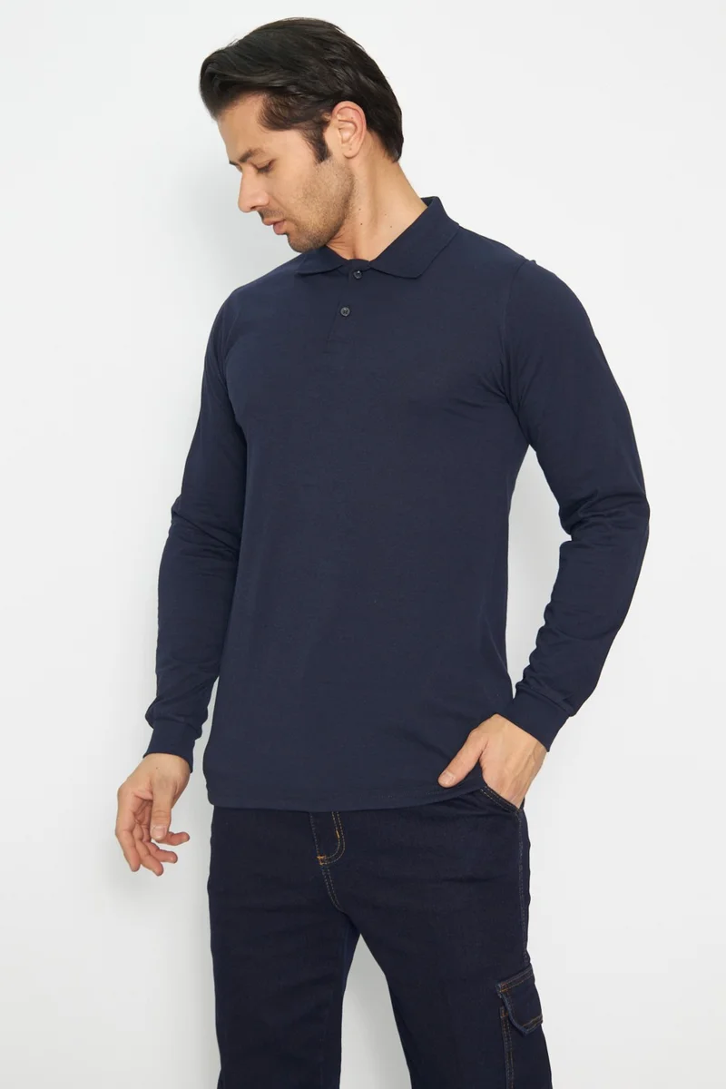 Orange Safety Sweat T-Shirt Polo Neck Winter Long Sleeve