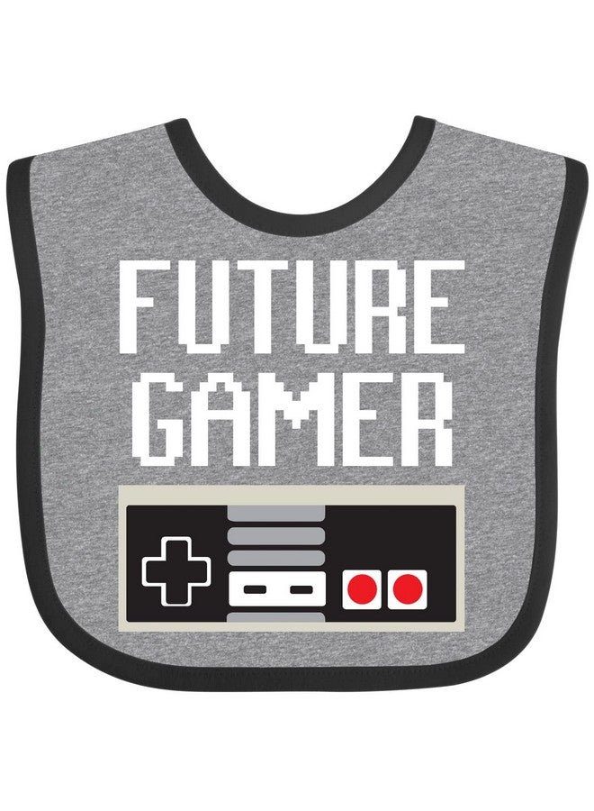 inktastic Future Gamer. Baby Bib Heather and Black 16674 - Image 1