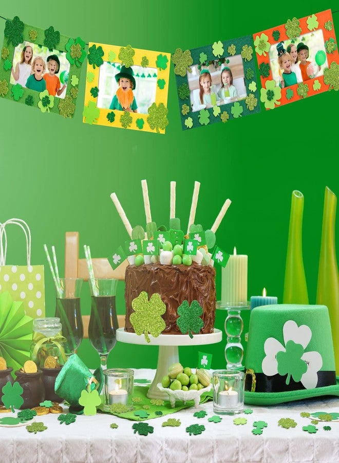 Ferraycle 232 Pieces St. Patrick's Day DIY Picture Frames Craft Kit for Party 32 Pieces Irish Festival Felt Photo Frames with 200 Lucky Shamrocks Foam Stickers for Party Favor Home - Image 5
