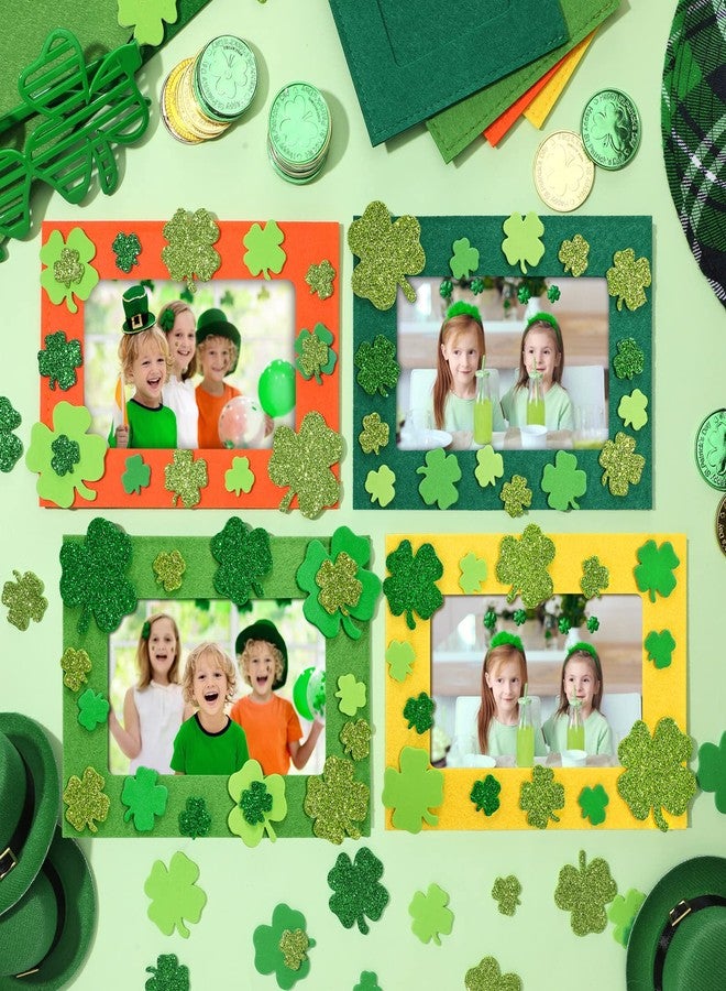 Ferraycle 232 Pieces St. Patrick's Day DIY Picture Frames Craft Kit for Party 32 Pieces Irish Festival Felt Photo Frames with 200 Lucky Shamrocks Foam Stickers for Party Favor Home - Image 2