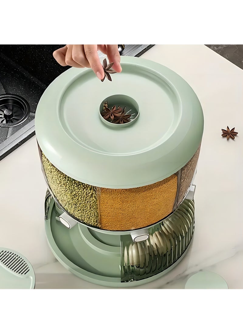 قطعة واحدة من موزع العدس، موزع الحبوب، موزع طعام جاف قابل للدوران 360 درجة و6 شبكات، مناسب للأرز والفاصوليا الخضراء وما إلى ذلك، لوازم المطبخ المنزلية