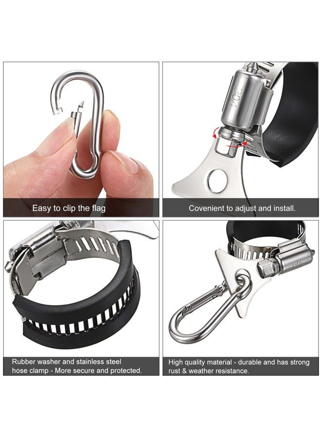 OwnMy Set of 4 Adjustable Flagpole Clips with Carabiner Boat Flag Clips Metal Flag Pole Clamps Flagpole Clip Rings, Stainless Steel Flag Pole Rope Hooks Outdoor Flagpole Clip Brackets for House Garden - Image 4
