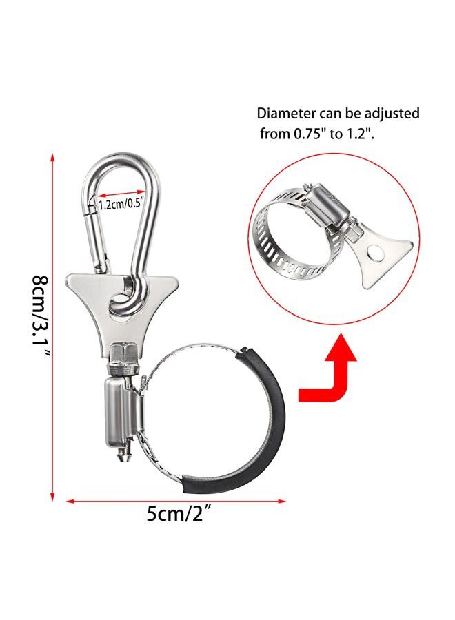 OwnMy Set of 4 Adjustable Flagpole Clips with Carabiner Boat Flag Clips Metal Flag Pole Clamps Flagpole Clip Rings, Stainless Steel Flag Pole Rope Hooks Outdoor Flagpole Clip Brackets for House Garden - Image 3