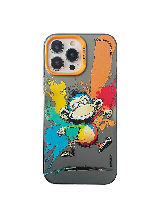 اس-توب جراب لهاتف iPhone 12 Pro Max مزدوج الطبقات باللون الفضي، جراب هاتف برسومات زيتية حيوانية - Image 1