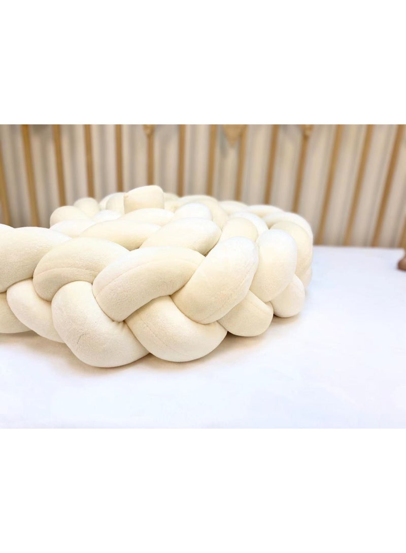 يونيكبيبي حاجز سرير الأطفال حديثي الولادة، وسادة مضفرة ناعمة محبوكة يدويًا بطول 2 متر، مفرش حماية سرير للمواليد، مريح وآمن، متعدد الاستخدامات، لون بيج - Image 3