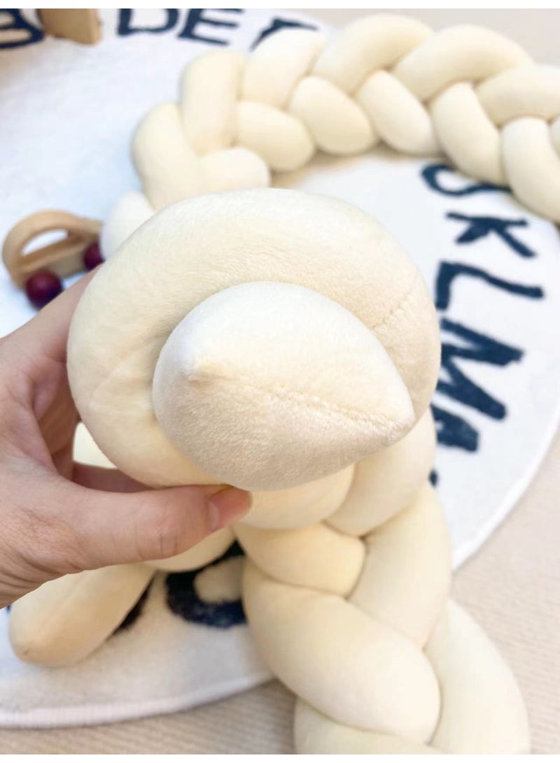 يونيكبيبي حاجز سرير الأطفال حديثي الولادة، وسادة مضفرة ناعمة محبوكة يدويًا بطول 2 متر، مفرش حماية سرير للمواليد، مريح وآمن، متعدد الاستخدامات، لون بيج - Image 4