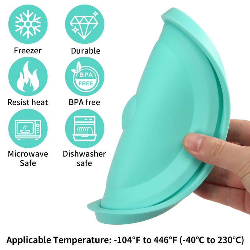 EuChoiz Replacement Lids for Pyrex 7200-PC 2 Cup, Silicone Round Storage Cover Lid for Anchor Hocking Glass Bowl 2 Pack with Date Mark Turquoise - Image 3