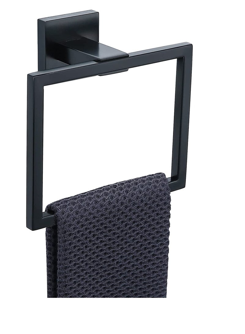 SYOSI Towel Holder Modern Matte Black Stainless Steel Square Towel Hangers Wall Mounted Screw Mounted for Bathroom Bedroom Kitchen Office Hotel  - Image 1