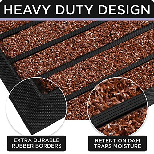 ubdyo Extra Durable Door Mat - Dirt Trapping Outdoor Welcome Mats - Non-Slip Outdoor Indoor Entrance - Low Profile Front Doormat (30" x 17", Bright Burgundy) - Image 5