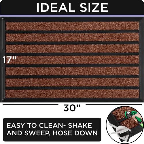ubdyo Extra Durable Door Mat - Dirt Trapping Outdoor Welcome Mats - Non-Slip Outdoor Indoor Entrance - Low Profile Front Doormat (30" x 17", Bright Burgundy) - Image 2