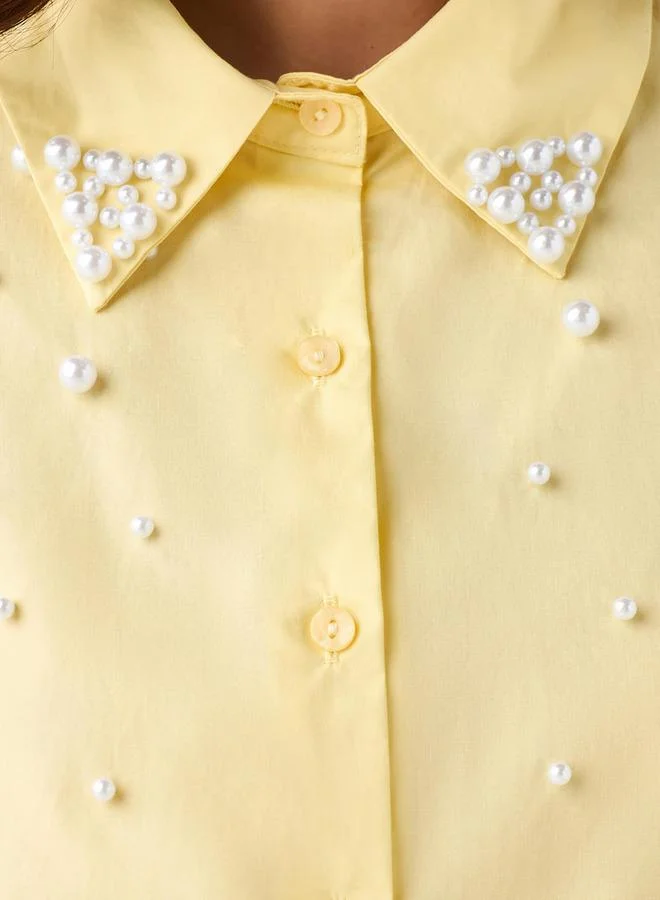 2Xtremz 2Xtremz Cotton Shirt with Pearl Embellishment