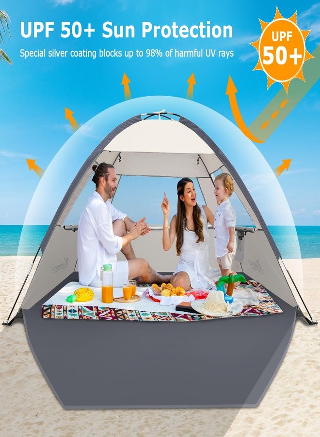 COMMOUDS Beach Tent Sun Shade for 3/4-5/6-7/8-10 Person, UPF 99+ Beach Sun Shelter Canopy Tent, Lightweight, Easy Set Up and Carry - Image 3