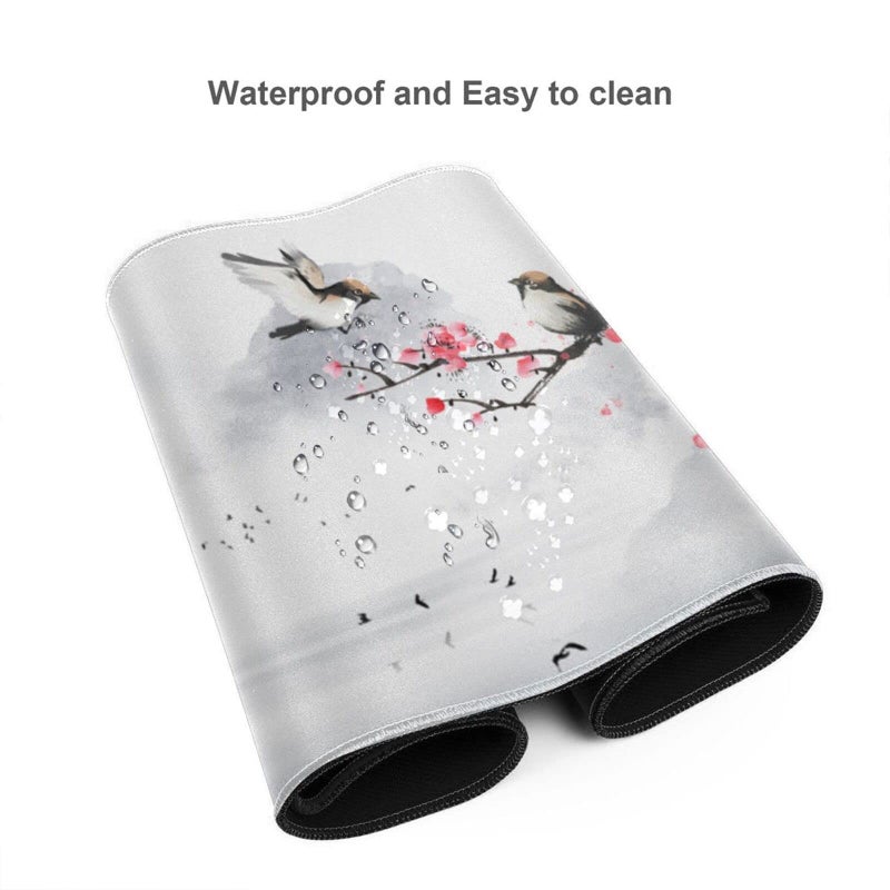Sweetshow Cherry Blossom Sakura Mouse Pad - 31.5 X 11.8 Inch Pink, Stitched Edges, Rubber Base, Non-Slip, Waterproof, Suitable for Desk/Office/Game - Image 4