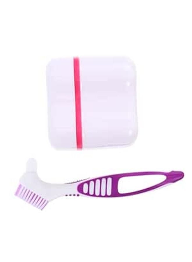 Denture Cleaning Box Travel Case Soaking Cup And Brush Portable Retainer Container - Image 1