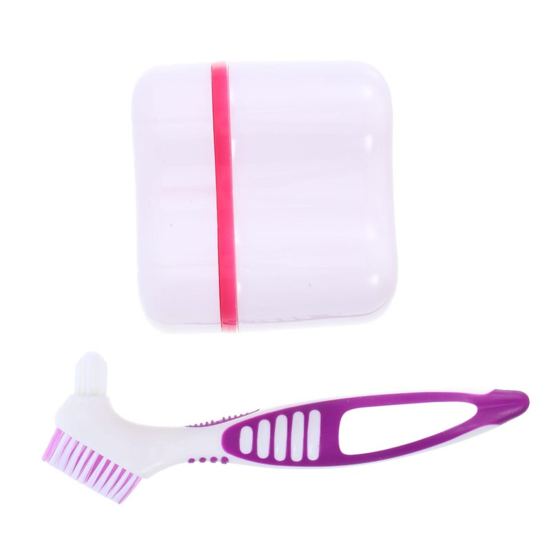 Denture Cleaning Box Travel Case Soaking Cup And Brush Portable Retainer Container - Image 2