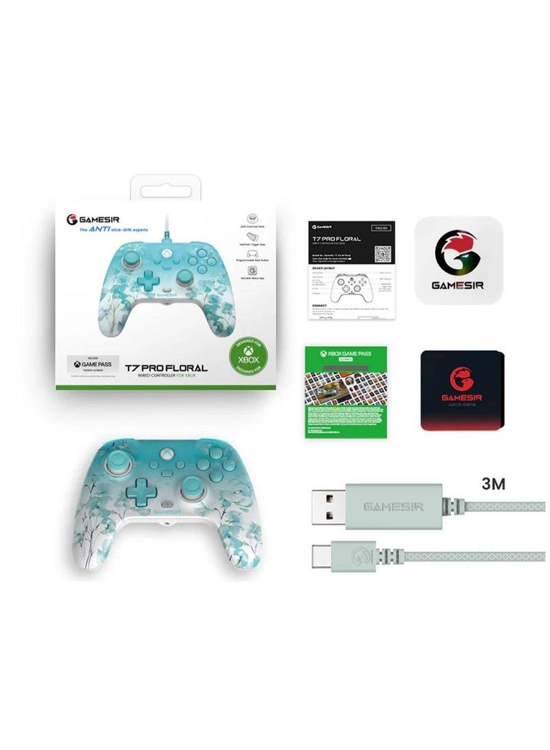غايمز وحدة تحكم سلكية GameSir T7 Pro إصدار فلورال لأجهزة Xbox Series X|S و Xbox One والكمبيوتر الشخصي بنظام Windows مع تأثير Hall و إضاءة RGB - Image 5