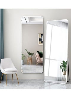 Bluejw Full Length Mirror Floor Mirrors with Aluminum Alloy Frame Free-Standing Leaning Large Bedroom Dressing Mirror Full Body Mirror Standing Mirror Wall Mounted Mirror Makeup Mirror for Living Room  White Silver  - Image 1
