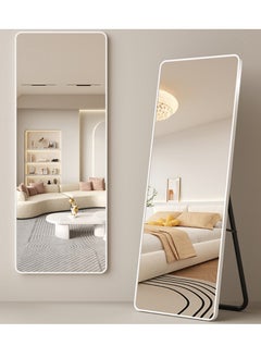 Bluejw Full Length Mirror Floor Mirrors with Aluminum Alloy Frame Free-Standing Leaning Large Bedroom Dressing Mirror Full Body Mirror Standing Mirror Wall Mounted Mirror Makeup Mirror for Living Room  White Silver  - Image 2