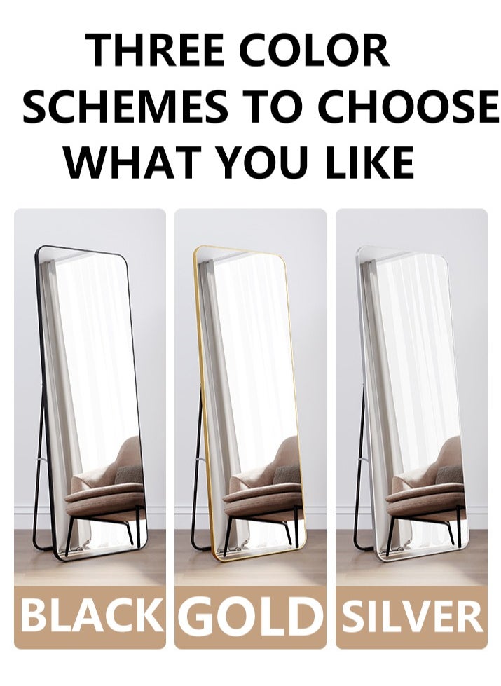 Bluejw Full Length Mirror Floor Mirrors with Aluminum Alloy Frame Free-Standing Leaning Large Bedroom Dressing Mirror Full Body Mirror Standing Mirror Wall Mounted Mirror Makeup Mirror for Living Room  White Silver  - Image 4