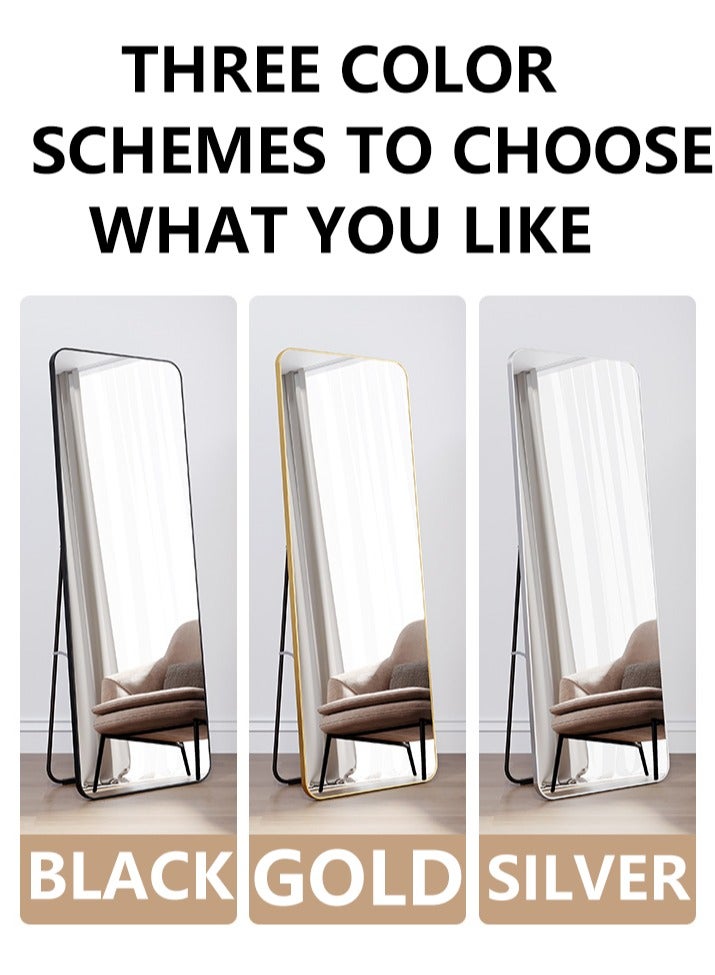 الأزرق جي دبليو مرايا أرضية مرآة كاملة الطول بإطار من سبائك الألومنيوم مرآة كبيرة مائلة مائلة لغرفة النوم مرآة كاملة الجسم مرآة قائمة مرآة مثبتة على الحائط مرآة مكياج لغرفة المعيشة فضي أبيض - Image 5