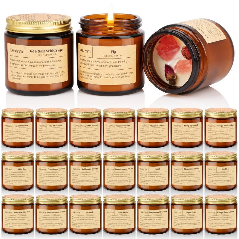 SAEUYVB 24 Pack Scented Candles for Home,3.5oz Crystal Soy Candles-Long Burning Time,Aromatherapy Candle Sets for Women Gift,Perfect for Valentine's Day,Mother's Day, Birthdays, Anniversaries(24 Scents) - Image 1
