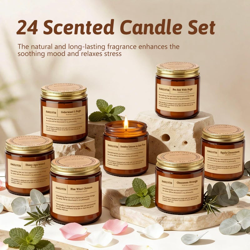 SAEUYVB 24 Pack Scented Candles for Home,3.5oz Crystal Soy Candles-Long Burning Time,Aromatherapy Candle Sets for Women Gift,Perfect for Valentine's Day,Mother's Day, Birthdays, Anniversaries(24 Scents) - Image 5