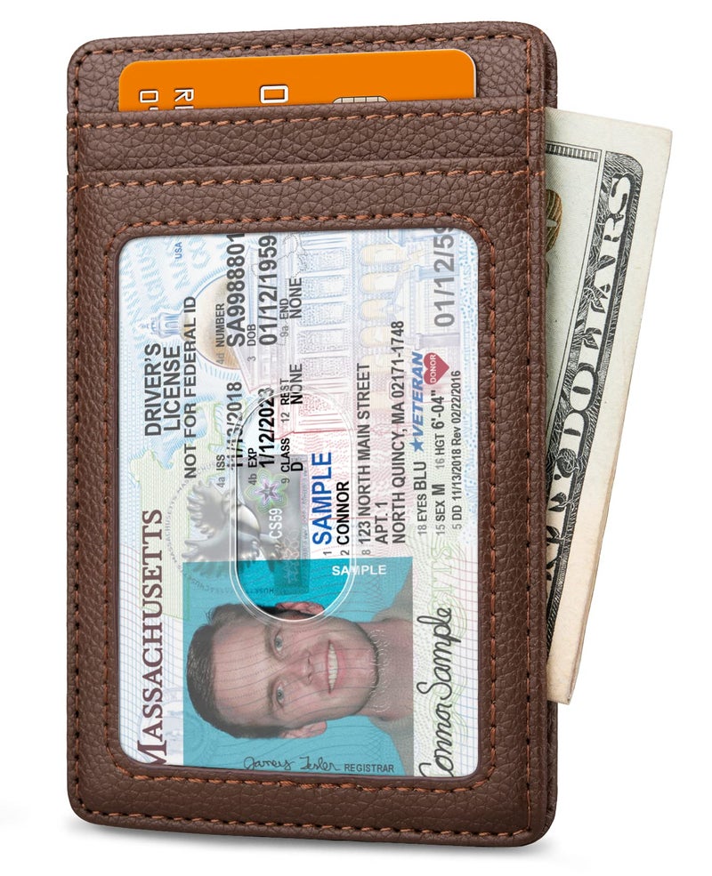 Buffway محفظة بوفواي للرجال نحيفة، حامل بطاقات ائتمان جلدية رقيقة للجيب الأمامي مع حماية من RFID للسفر والعمل - شيكاغو كوفي - Image 2