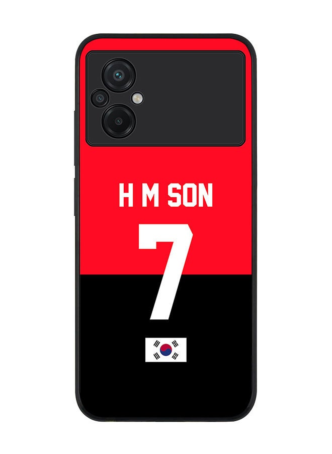 Stylizedd Rugged Black edge case for Xiaomi Poco M5 Slim fit Soft Case Flexible Rubber Edges Anti Drop TPU Gel Thin Cover - Football Team - South Korea Player Name - H M Son - Image 1