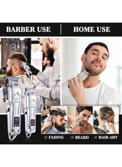 UFREE Ufree Professional Hair Clippers for Men, Cordless Metal Barber Clippers and Trimmers Set, Clippers for Hair Cutting Kit with LCD Display, Zero Gap T-Blade Beard Hair Trimmer, Gifts for Men, Silver  - Image 4