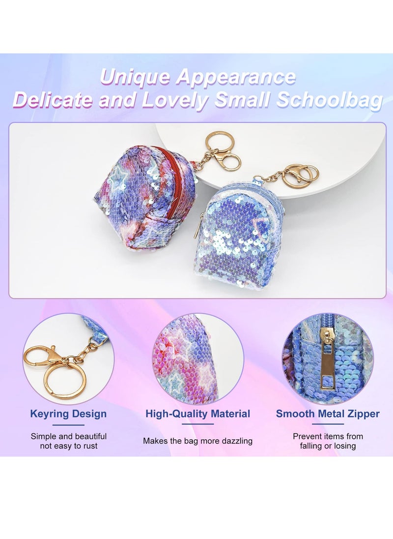 SYOSI Sequins Coin Purse 2Pcs Stylish and Portable Key Wallet for Women and Girls Purses Keychain Cute Change Bagswith Keyring and Zipper for Working Travelling Shopping Party Blue Red  - Image 2