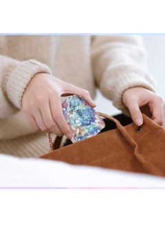SYOSI Sequins Coin Purse 2Pcs Stylish and Portable Key Wallet for Women and Girls Purses Keychain Cute Change Bagswith Keyring and Zipper for Working Travelling Shopping Party Blue Red  - Image 3