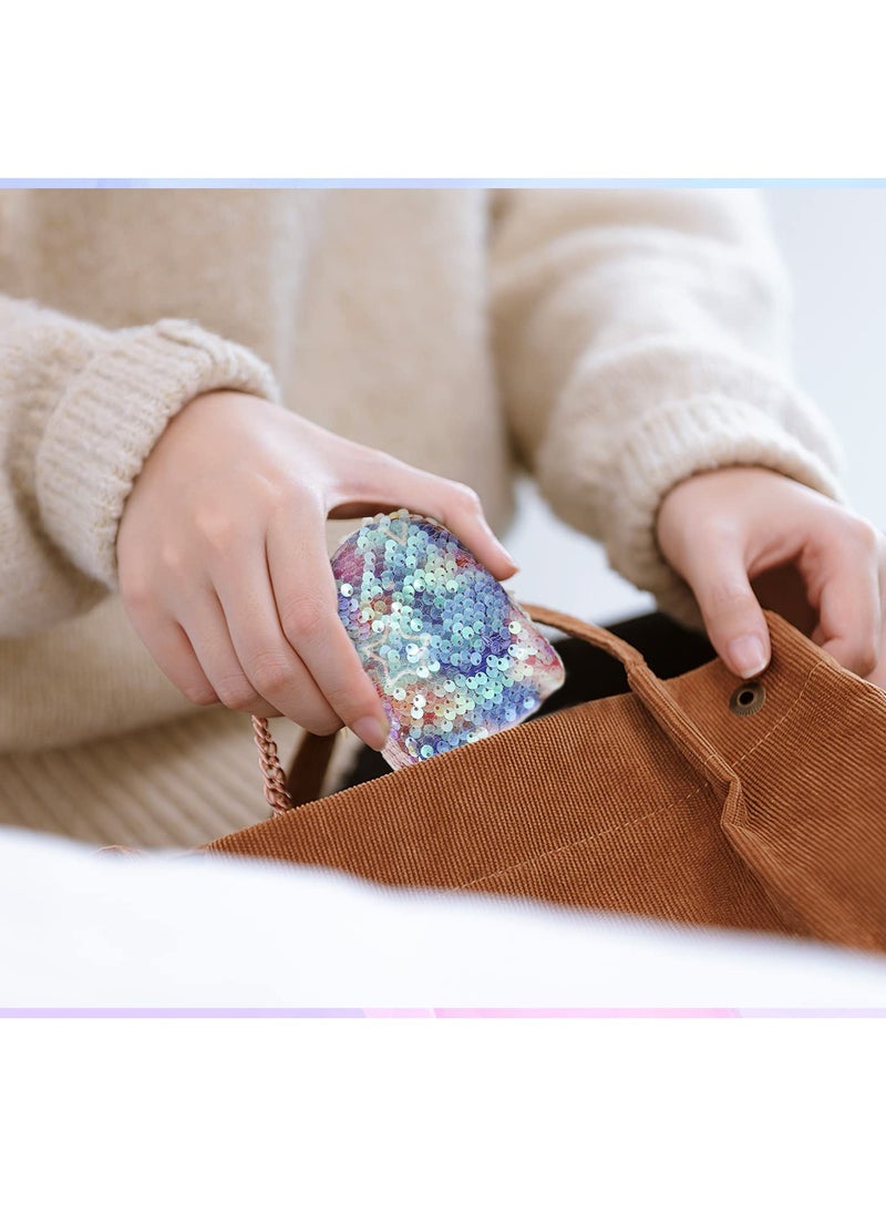 SYOSI Sequins Coin Purse 2Pcs Stylish and Portable Key Wallet for Women and Girls Purses Keychain Cute Change Bagswith Keyring and Zipper for Working Travelling Shopping Party Blue Red  - Image 3
