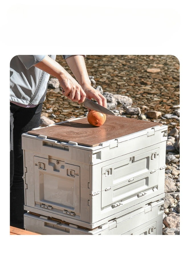 Generic Foldable Storage Bin with Wood Lids Camping Storage Box Waterproof Bag Outdoor Large Collapsible Container for Home Party Picnic BBQ Fishing 60L - Image 2