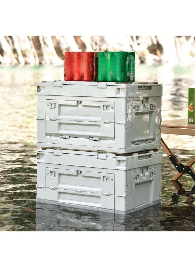 Generic Foldable Storage Bin with Wood Lids Camping Storage Box Waterproof Bag Outdoor Large Collapsible Container for Home Party Picnic BBQ Fishing 60L - Image 4
