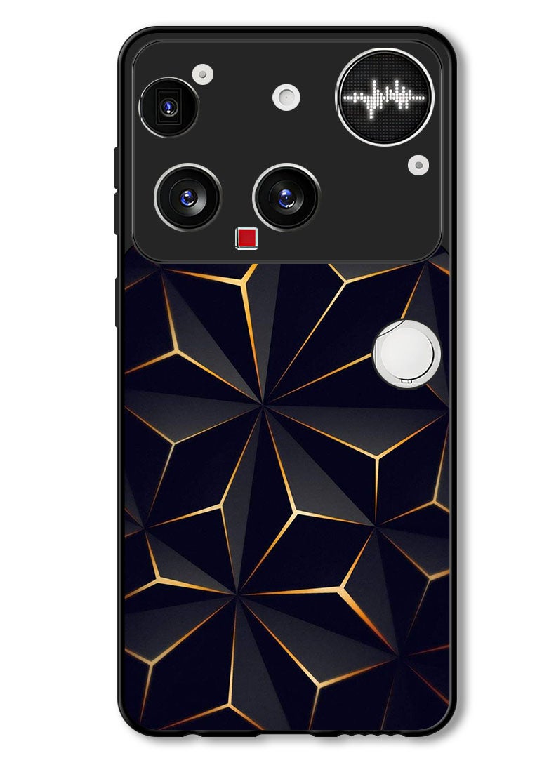 Theodor Case Compatible with Nothing Phone (3) 6.67 Inch Protection Shockproof Bumper Cover Black Gold Patter - Image 1