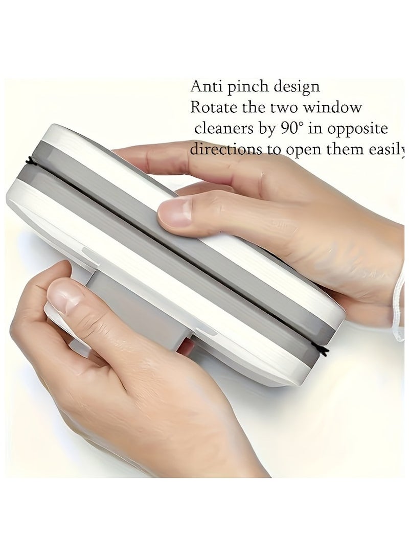 AROAQ Dual-Sided Magnetic Window Cleaner with Strong Magnet High-Rise Glass Cleaning Tool, Anti-Pinch Design with Safety Rope - Image 2