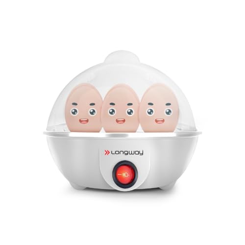 Longway Eggo 350 Watt Egg Boiler/Cooker for Steaming, Cooking & Boiling (White, 7 Eggs) - Image 1