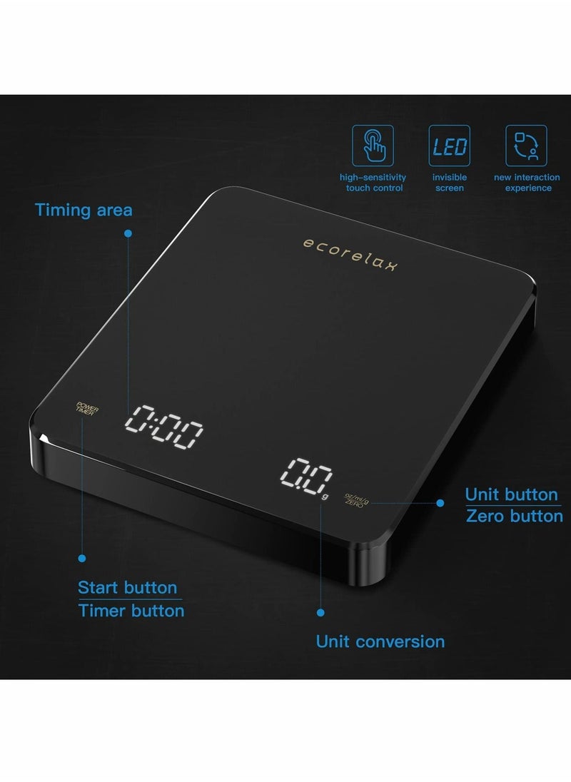 Y&D - Digital Coffee Scale, Rechargeable Pour-Over Scale with Timer, Drip Touch Sensor Operation and Invisible Screen, Measures in Grams, Ounces, Milliliter - Image 1