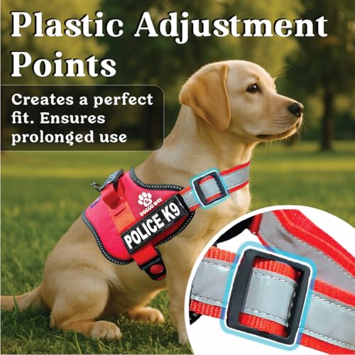 Doggo Bite Premium K9 Police Dog Harness – Soft, Breathable, Adjustable | Strong Handle, No-Choke Design, Reflective Strips | Removable Patch, Free Leash, Chest (22-32 Inch) for Large Breeds 23-35 kg - Image 3