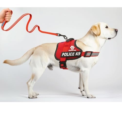 Doggo Bite Premium K9 Police Dog Harness – Soft, Breathable, Adjustable | Strong Handle, No-Choke Design, Reflective Strips | Removable Patch, Free Leash, Chest (22-32 Inch) for Large Breeds 23-35 kg - Image 1