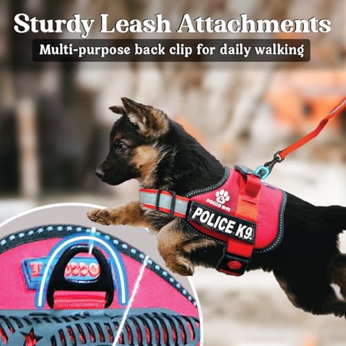 Doggo Bite Premium K9 Police Dog Harness – Soft, Breathable, Adjustable | Strong Handle, No-Choke Design, Reflective Strips | Removable Patch, Free Leash, Chest (22-32 Inch) for Large Breeds 23-35 kg - Image 4