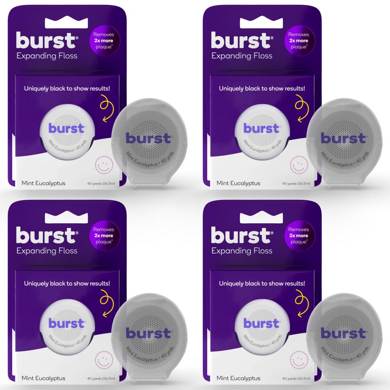 BURST Expanding Dental Floss (Mint Eucalyptus/160 Yards) | Stain Absorbing & Woven with Xylitol Coating to Fight Cavities | Vegan | Paraben Free - Image 1