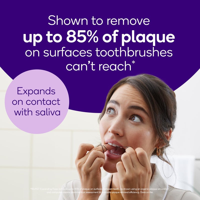 BURST Expanding Dental Floss (Mint Eucalyptus/160 Yards) | Stain Absorbing & Woven with Xylitol Coating to Fight Cavities | Vegan | Paraben Free - Image 2