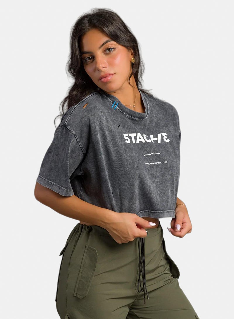 Stache 5Tac113 Ripped Washed Crop Top - Image 2