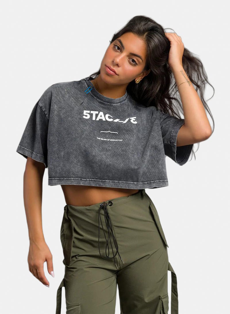 Stache 5Tac113 Ripped Washed Crop Top - Image 1