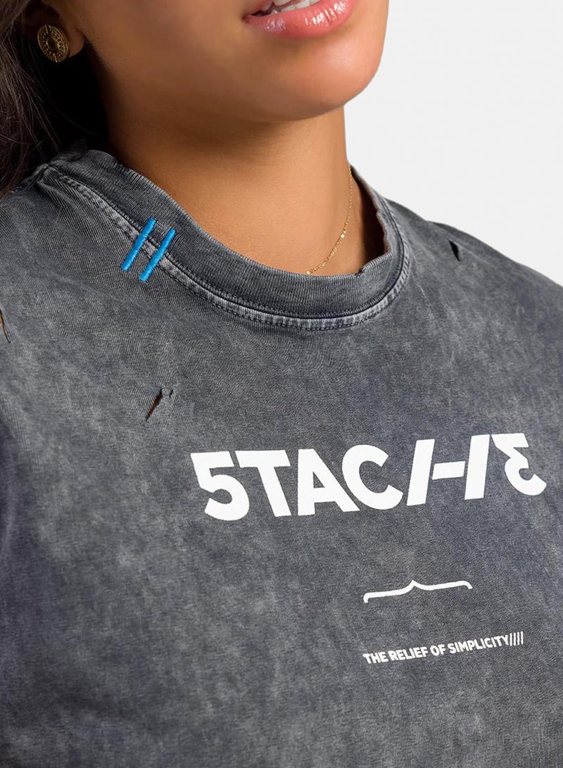 Stache 5Tac113 Ripped Washed Crop Top - Image 3