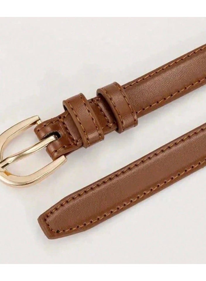 Shein 2pcs Solid Color Casual PU Leather Belt, Minimalist Design, Suitable For Women In Summer, - Image 3